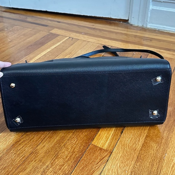 AUTHENTIC full size DeMellier Black Leather Top-Handle Tote with Gold Accents - Picture 8 of 16